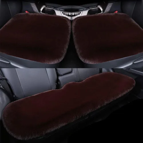 Miniatura 10 de LoveisLove Cojín de asiento de automóvil para asiento de conductor, almohadilla de asiento de felpa sintética, suave, cómoda, cálida, silla de Negro