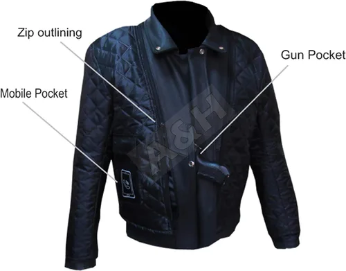 Miniatura 4 de A&H Apparel Chaqueta de cuero para hombre con forro de piel de búfalo de grano superior