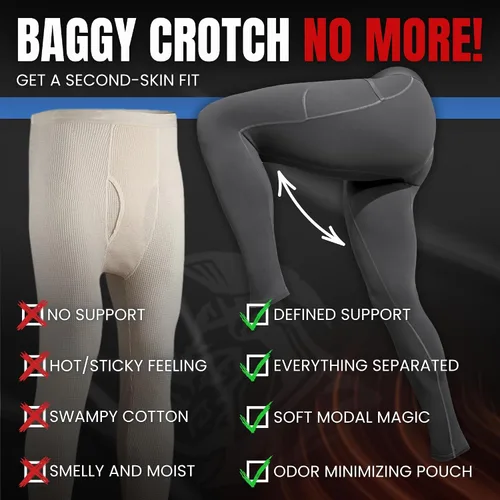 Miniatura 8 de Pantalones de Compresión Real Men Modal ABCD Pouch - 1 Paquete, Leggings Modales para Hombres, Pantalones de Yoga, Mallas, Capa Base para Clima Frío