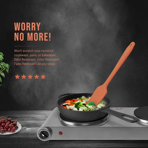 Miniatura 6 de BakeRoyal Juego de espátulas de silicona – 4 espátulas de goma de silicona resistente al calor 600°F para tareas diarias – Espátulas de cocina