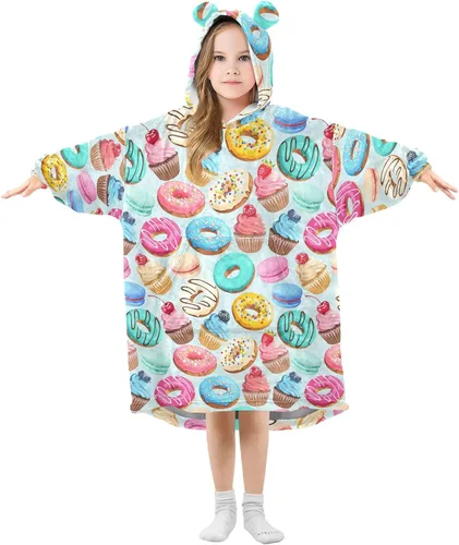 Miniatura 12 de Mantas portátiles para niños, súper suaves, cálidas y acogedoras, sudadera con capucha de gran tamaño, regalos para niños de 3 a 14 años, niñas