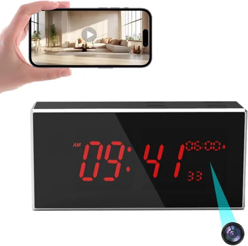 Reloj de cámara Full HD 1080P inalámbrico con visión nocturna, cámara oculta con detección de movimiento, ultra gran angular de 160° 2.4/5Ghz