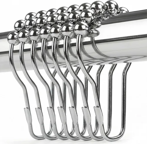 Miniatura 8 de Anillos de ganchos para cortina de ducha, anillos de cortina de ducha de metal inoxidables para cortinas de baño, juego de 12, níquel negro