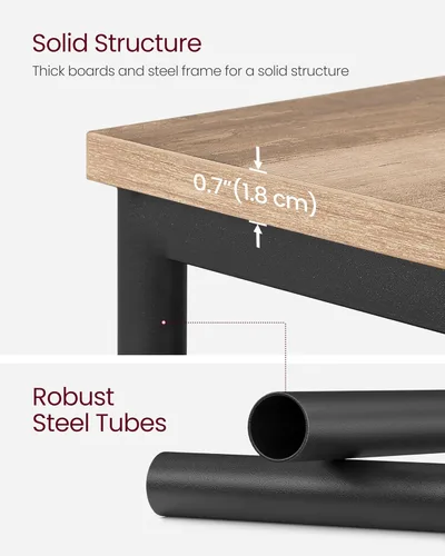 Miniatura 5 de VASAGLE Mesa auxiliar, mesa auxiliar pequeña, mesita de noche alta para sala de estar, dormitorio, oficina, baño, marrón camello y negro clásico