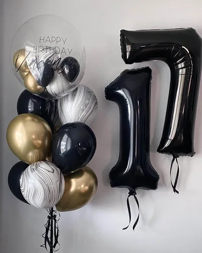 Miniatura 4 de Globos de 40 pulgadas negros con número 0 de helio, globos negros gigantes con número 0 para decoraciones de fiesta de cumpleaños, aniversario, baby