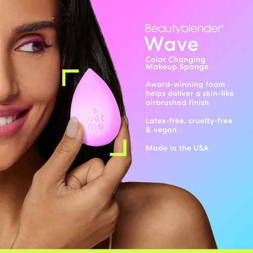 Miniatura 3 de Beautyblender® Esponja de maquillaje Wave Beauty Blender, espuma súper suave que mezcla fácilmente bases, polvos y cremas, fabricada en EE. UU.