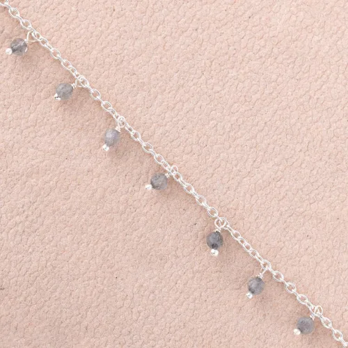 Miniatura 60 de Yanara Tobilleras de piedras preciosas para mujer, piedra natal natural, chapada en plata, joyería hecha a mano en 8.5 + 1.5 pulgadas, cristales