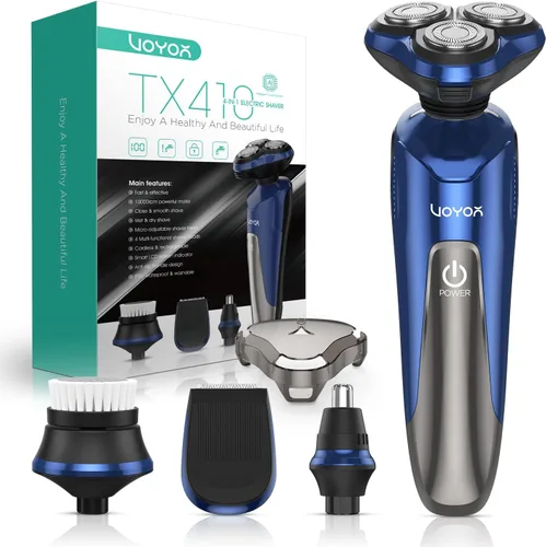 VOYOR Maquinilla de afeitar eléctrica para hombres, afeitadoras inalámbricas para afeitarse con patillas faciales, nariz, oído, pelo, recargable,