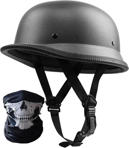 Miniatura 6 de Casco de motocicleta de estilo alemán vintage, casco delgado para adultos, hombres y mujeres, novedoso casco de media cara aprobado por DOT, casco