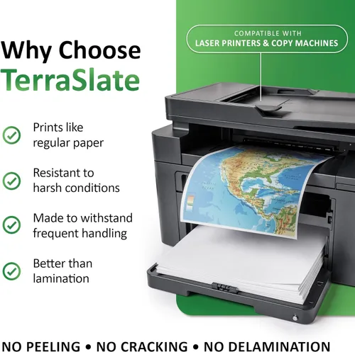 Miniatura 4 de TerraSlate Papel impermeable imprimible para impresora láser, 10 milésimas de pulgada de grosor de 8.5 x 14 pulgadas, 250 hojas, papel de impresora