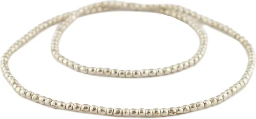 Miniatura 3 de Cuentas redondas de plata de 0.157 in - Hilo completo de cuentas espaciadoras de metal africano - The Bead Chest