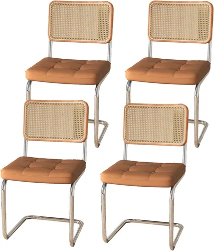 Miniatura 15 de Sillas de comedor de ratán, sillas de cocina, sillas de comedor modernas con madera maciza para cocina, sala de estar, silla de mediados de siglo