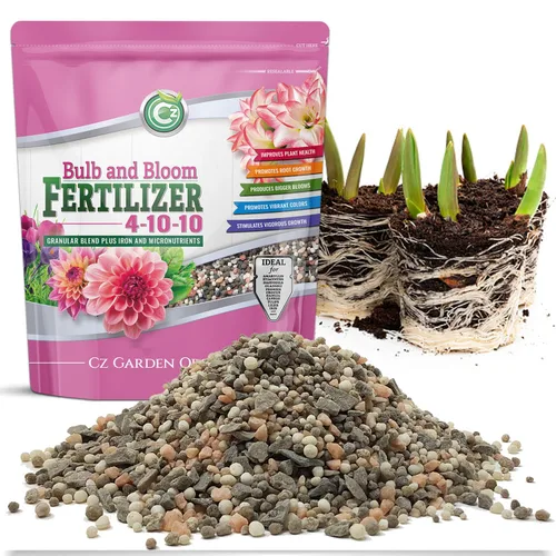 4-10-10 - Fertilizante para bulbos y flores, fabricado en Estados Unidos, 2% de hierro + micronutrientes, alimento para plantas para jardines y