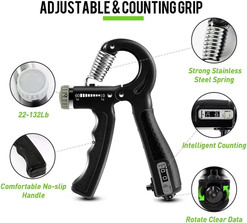 Miniatura 2 de Kit de entrenamiento fortalecedor de agarre de mano (10 piezas) entrenador de fuerza de agarre de manos, agarre de antebrazo, ejercitador de dedos