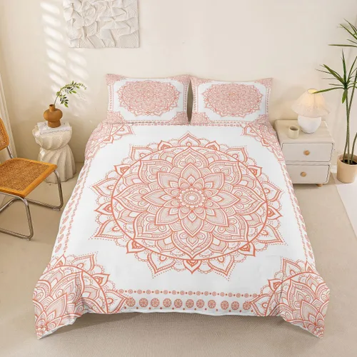 Miniatura 35 de Erosebridal Juego de funda de edredón con diseño de mandala, tamaño individual, diseño de flores bohemias, elegante funda de edredón floral indio