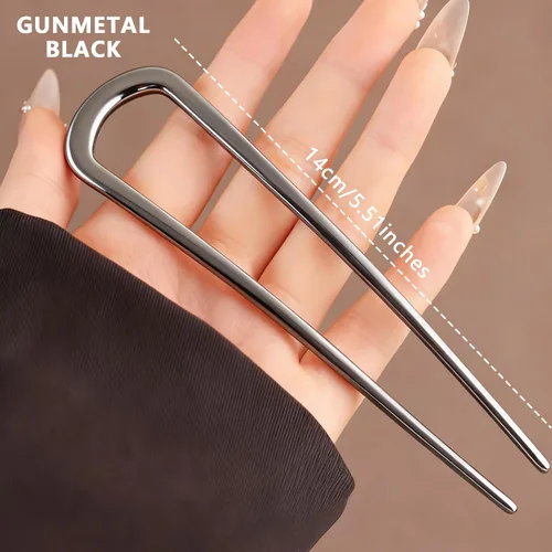 Miniatura 4 de Horquillas francesas para mujer, 3 piezas, elegantes giros, moños y peinados sin daños en el cabello, pin francés de metal en forma de U de gran