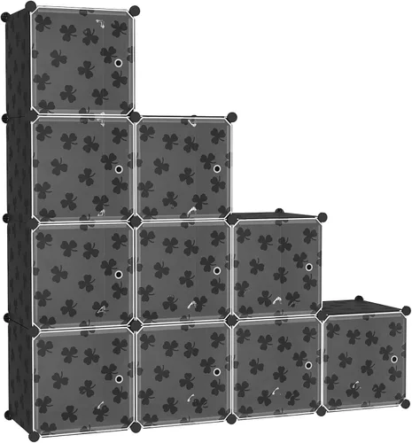 Miniatura 9 de C&AHOME Organizador de almacenamiento en cubos con puertas, estantes de 6 cubos, estantería modular de plástico DIY, estantería de almacenamiento