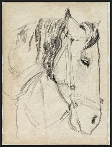 Miniatura 17 de Amanti Art Lienzo enmarcado para pared, diseño de caballo en brida, 24 x 18 pulgadas, boceto I de Jennifer Paxton Parker, lienzo enmarcado