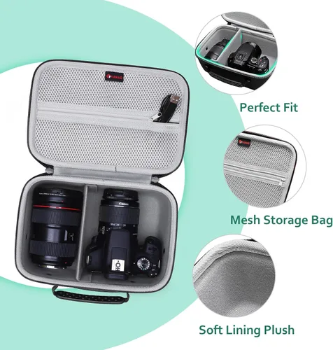 Miniatura 2 de Funda rígida para cámara Canon EOS Rebel R100/T7/R50/R6 MarkII/R50 V/R8/R10 y Nikon RED Z/ Z50 II/Z6 III/Z5 II sin espejo, para cámaras Gris