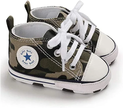 Miniatura 2 de Zapatos de bebé, para niñas o niños, suaves, suela antideslizante, para recién nacidos y primeros pasos, de estrella, tenis caña alta de lona