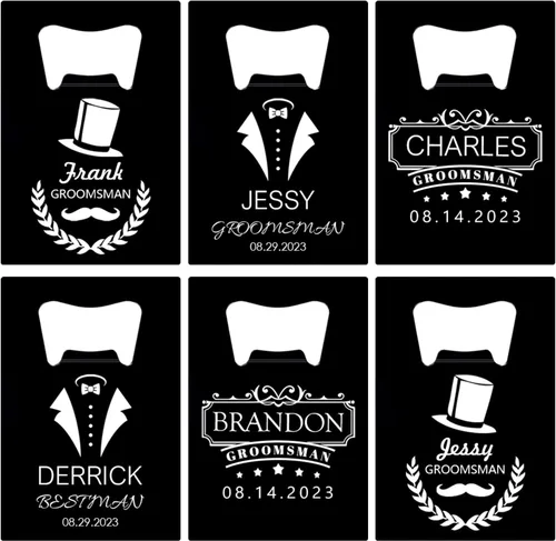 Miniatura 20 de Abrebotellas personalizados, tamaño de tarjeta de crédito, padrinos de boda, regalos para boda, despedida de soltero, abrebotellas de cerveza