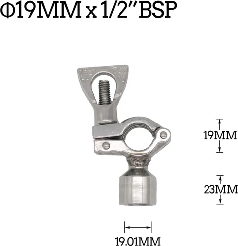 Miniatura 2 de RAHBI 0.748 in-4.016 in SS 304 abrazadera de tubo de acero inoxidable Soporte de tubo Soporte de tubo con BSP 1/2 "0.5 pulgadas rosca hembra pausada