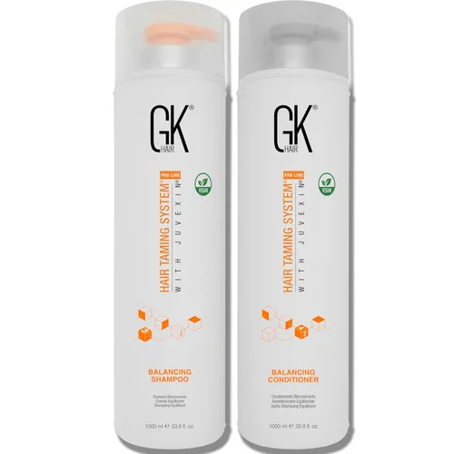 GK HAIR Juego de champú y acondicionador equilibrante para cabello graso, fórmula aclarante y refrescante con fragancia suave, sin sulfatos,
