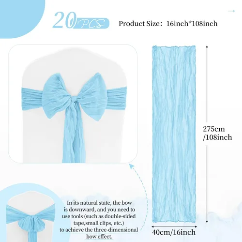Miniatura 3 de Showgeous 20 bandas para silla, estopilla rústica, lazos decorativos diseñados para bodas, banquetes, fiestas, pasillo, decoración del hogar