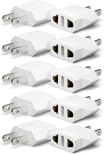 Miniatura 13 de Unidapt – Adaptador de enchufe, convertidor de corriente AC de enchufe europeo a enchufe americano Blanco 2-PAQUETES