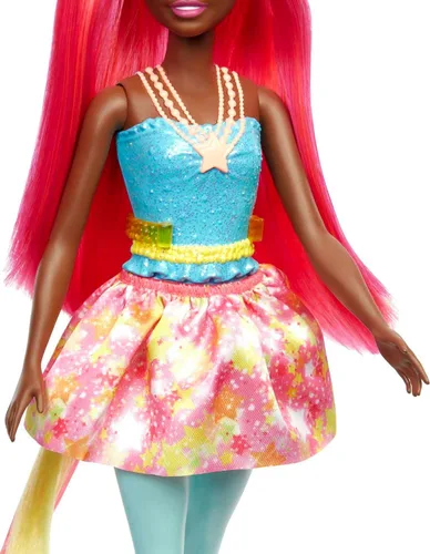 Miniatura 4 de Barbie Dreamtopia - Muñeca de unicornio con pelo rosa y amarillo y falda extraíble y accesorios, incluyendo diadema y cola de unicornio