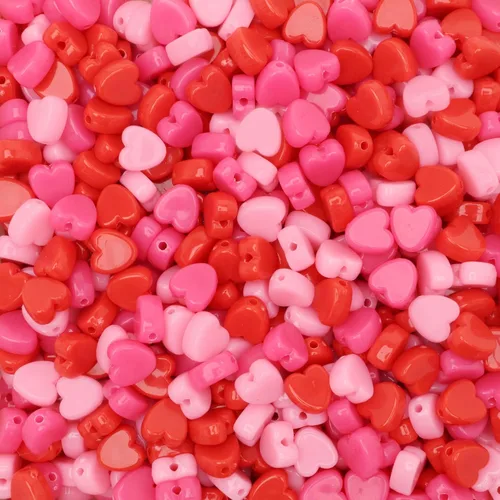 200 cuentas de corazón acrílico pastel surtidos colores pastel 0.315 in o 3/8 pulgadas de diámetro con agujero de 0.059 in Mezcla Pastel