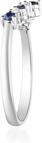 Miniatura 2 de Gin & Grace Anillo de zafiro azul auténtico blanco de 10 quilates con diamantes para mujer, joyería de zafiro hecha a mano con forma de ética