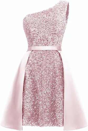 Tianzhihe Vestidos de lentejuelas brillantes de un hombro para adolescentes, vestidos cortos de graduación 2023, vestidos formales de fiesta de