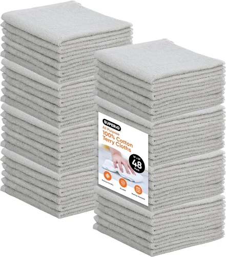 Miniatura 24 de Superio Toallas de rizo de algodón, toallas grises 100% algodón, trapos de limpieza para cuerpo y cara, toallas de spa, multiusos