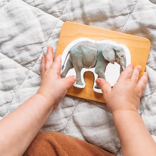 Miniatura 3 de Rompecabezas de madera Montessori de animales para niños de 2 años en adelante, rompecabezas realista con forma de animal de safari grueso - Juguete