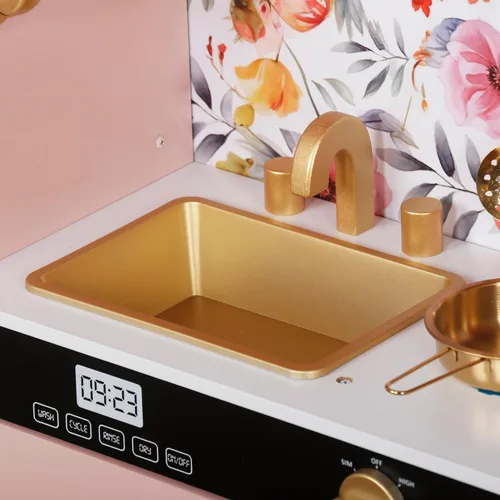 Miniatura 6 de TOUCH US Juego de Cocina de Madera para Niños con Luz, Juego de Cocina de Juguete de Pretensión para Niños, Fregadero Juguete Horno con Microondas