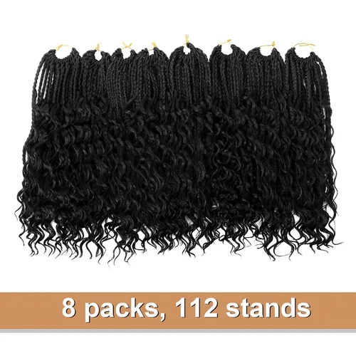 Miniatura 6 de Diha - Trenzas de caja Goddess de ganchillo con puntas rizadas de 12 pulgadas, trenzas de ganchillo bohemias, paquete de 8 trenzas 3X, extensiones