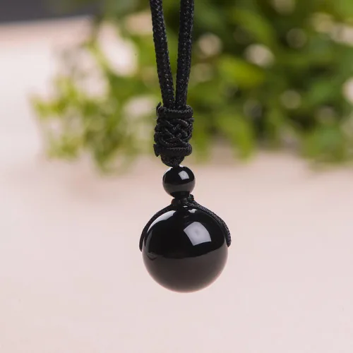 Miniatura 7 de iSTONE Collar unisex con dije de cuentas redondas auténticas, cadena de cuerda negra de 24 pulgadas para hombres y mujeres