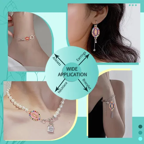 Miniatura 7 de 36 dijes de 6 colores de Virgen de Guadalupe de aleación esmaltada con diamantes de imitación de Nuestra Señora para bricolaje pulseras mexicanas
