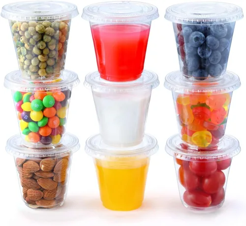 Miniatura 4 de Eupako Vasos de plástico desechables de 5 onzas con tapas, 200 juegos, vasos de gelatina, tazas de soufflé, tazas de condimentos, tazas de frutas 5