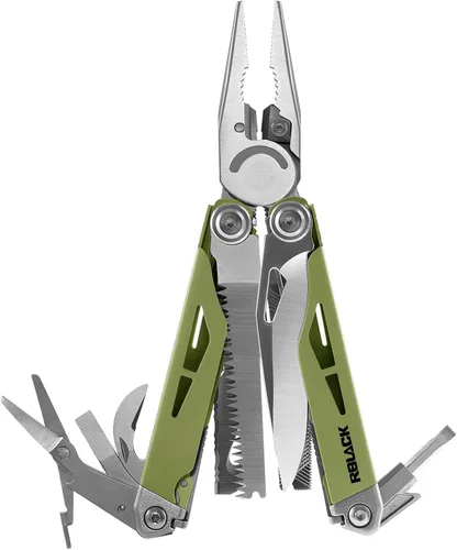 Miniatura 19 de Tijeras y alicates multiherramienta 21 en 1 con cortadores de tungsteno, autobloqueo Kit EDC duradero y resistente para camping, reparación, Negro