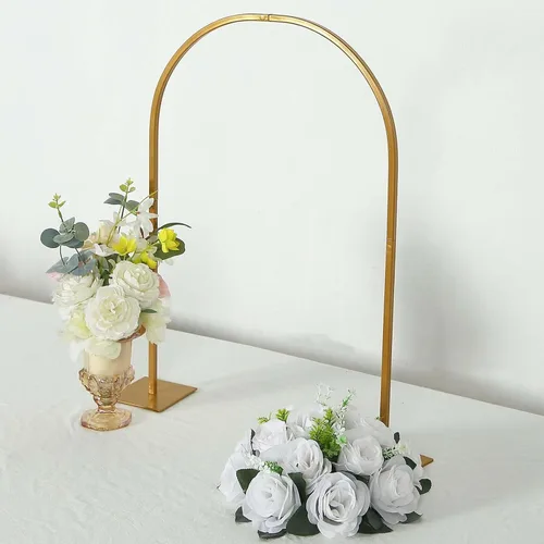 Miniatura 12 de Efavormart - Soporte redondo para tartas de arco de boda, exhibición de centros de mesa florales de metal, 33 pulgadas Redondo - Oro
