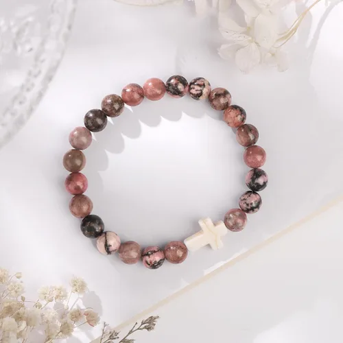 Miniatura 5 de JoycuFF Christian Bracelets for Women Cross Bracelets for Religious Women Girls Easter Catholic Natural Stone Bracelets Christian Jewelry Faith