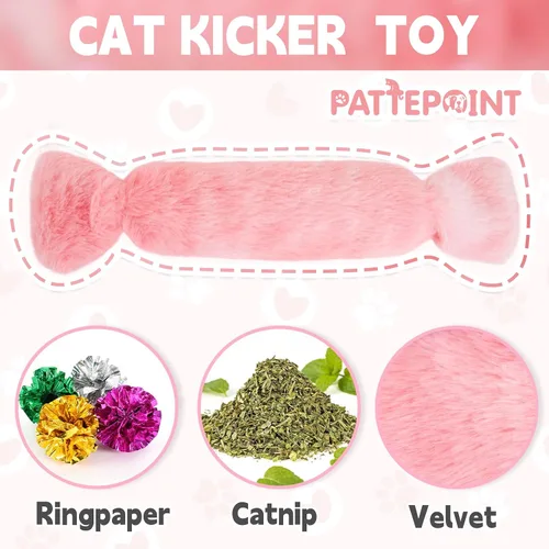 Miniatura 4 de Juguete para patear gatos 3 piezas, juguetes de hierba gatera en forma de caramelo para gatos, juguetes de hierba gatera con papel arrugado.