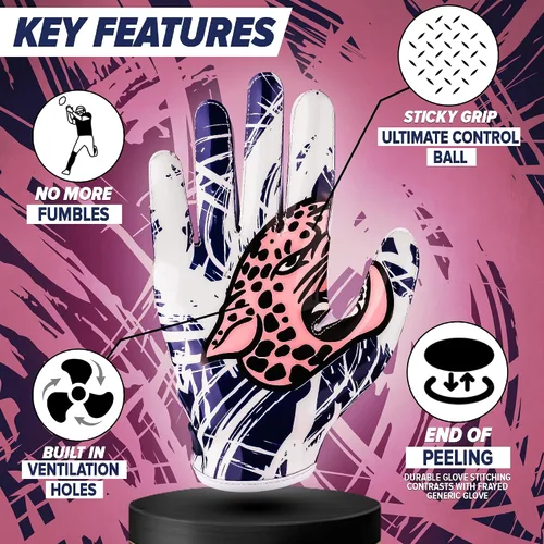 Miniatura 6 de Guantes de fútbol de la serie Cheetah Rapid Strike Series, libera velocidad, agarre supremo, rendimiento duradero para adultos, niños y jóvenes