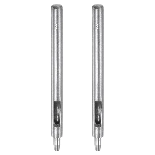 HARFINGTON 2 piezas de perforador de cuero de 0.118 in recto, redondo, ojal, remache a presión, fijador para cuero, artesanía, ropa, bolso, cortina