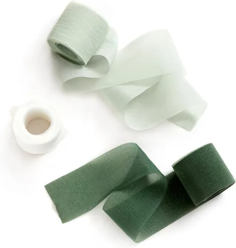 Miniatura 10 de Ling's moment Cinta de satén de seda, 6.7 yardas (blanco/beige) para envolver regalos, bodas, ramos florales, decoración de fiestas, cintas Wht-Beige