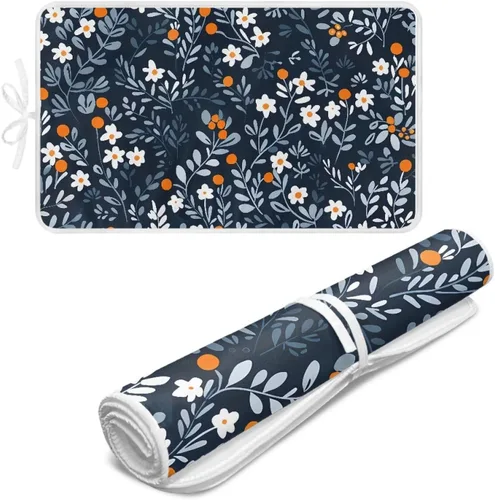 Miniatura 2 de Tabla de planchar portátil, plegable, resistente al calor, tabla de planchar de tamaño completo para lavadora y secadora, flor blanca azul