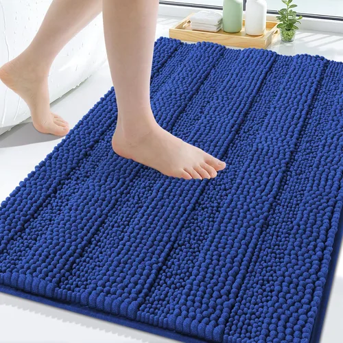 Miniatura 258 de Grandaily Alfombras de baño de felpilla a rayas de 24 x 16 pulgadas, extra gruesas y suaves, absorbentes, parte trasera de goma, alfombra de ducha