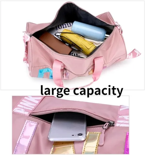 Miniatura 4 de GUMII Bolsa deportiva grande para mujer, bolsa de lona rosa, bolsa de gimnasio, bolsa de viaje, bolsa de entrenamiento, bonita bolsa